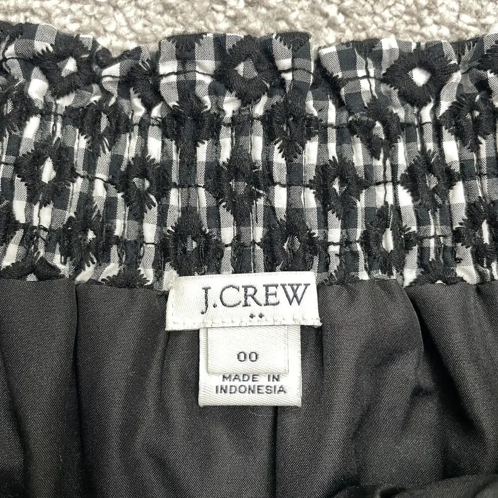 J.Crew Sidewalk Mini Pencil Skirt Womens 00 Black White Geometric Embroidered